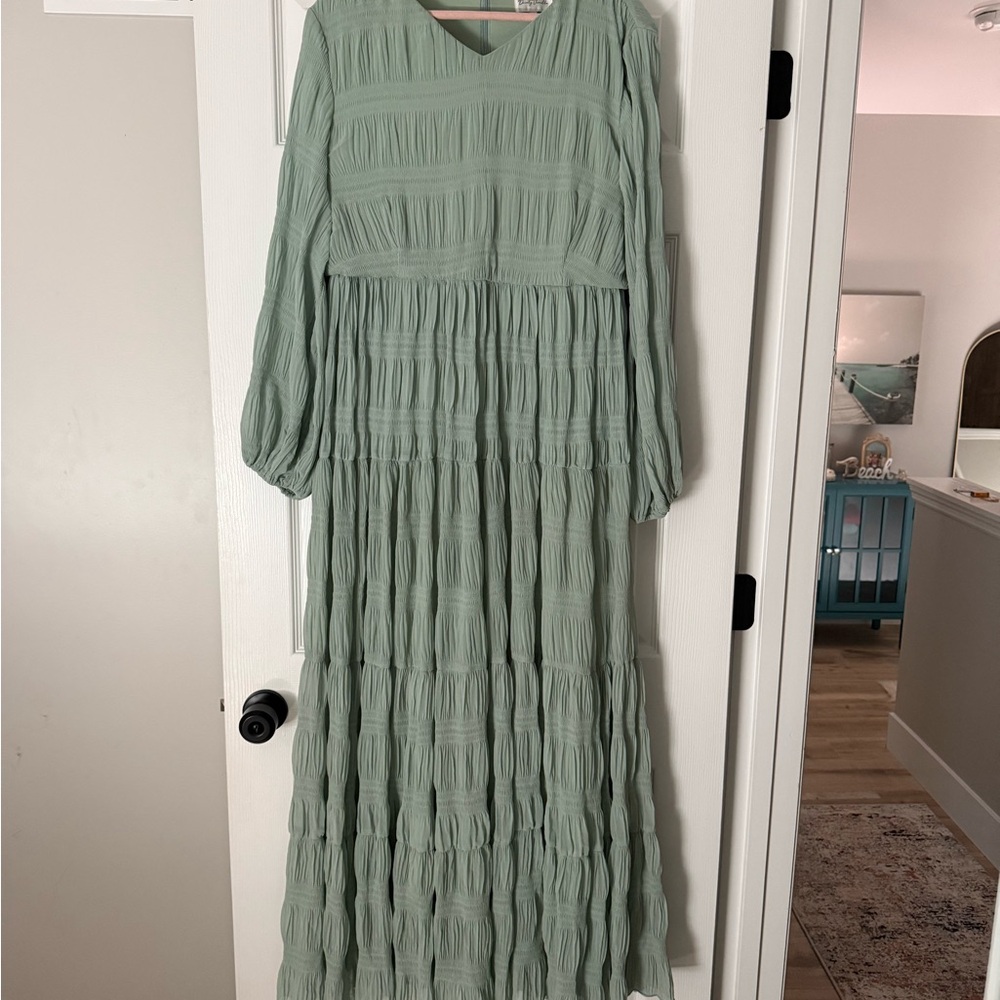 Dainty Jewells Green Smocked Tiered Sundress
